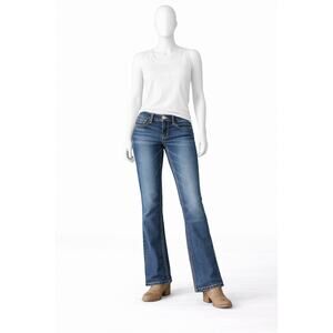 BKE Denim Mid Rise Bootcut Jeans Womens 28x31.5 Stretch Dark Wash festival rodeo